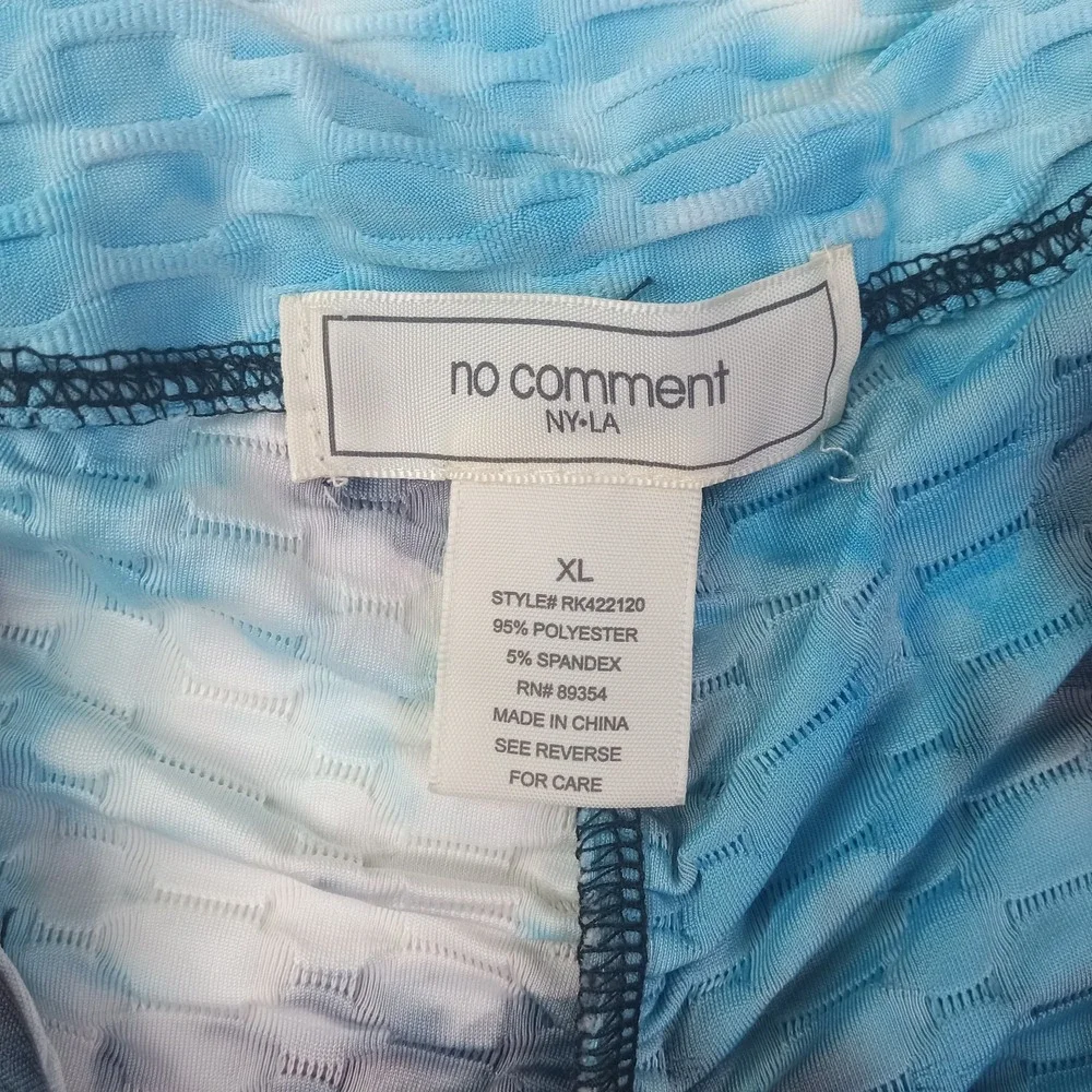 No Comment Textured Biker Shorts Women's Size XL Blue Black Tie-Dye Pattern